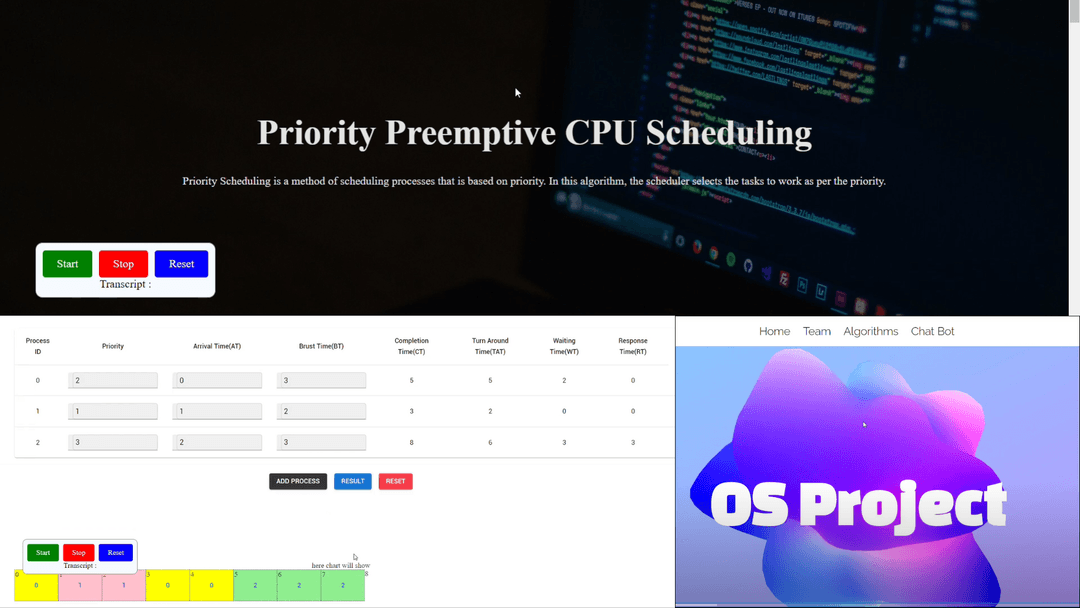 CPU/Disk Scheduling Algorithms Simulator