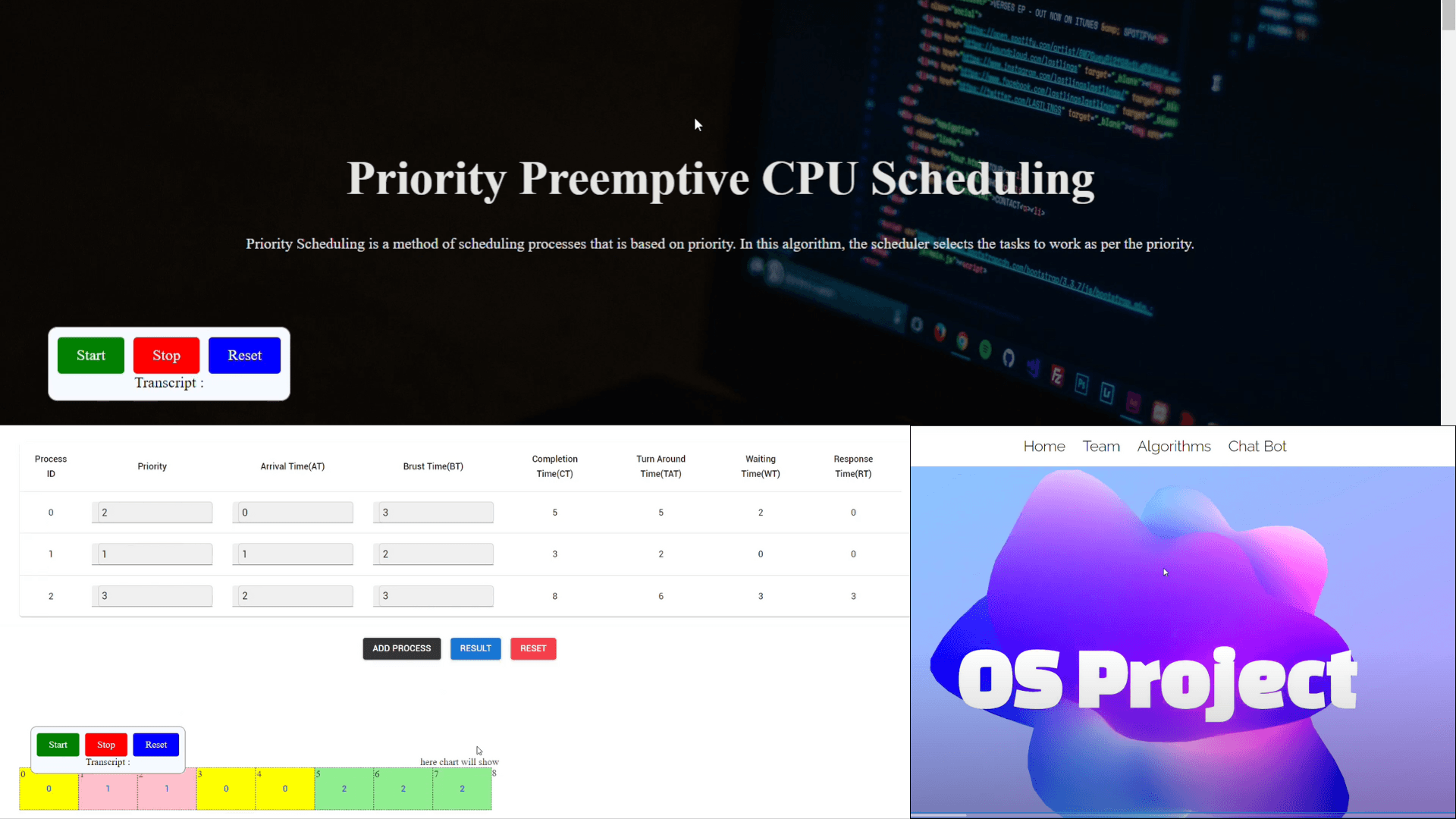 CPU and Disk Scheduling Simulator